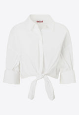 Staud Lisa Knotted Cropped Shirt White R24P1154POWHITE