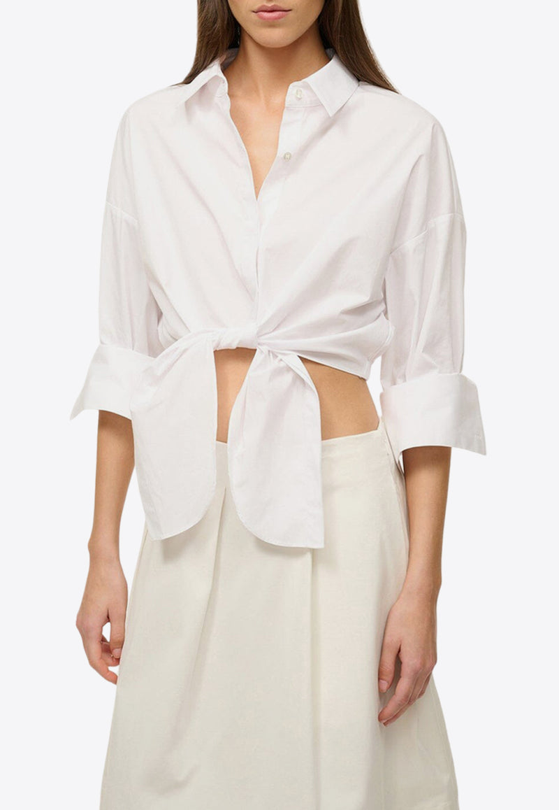 Staud Lisa Knotted Cropped Shirt White R24P1154POWHITE