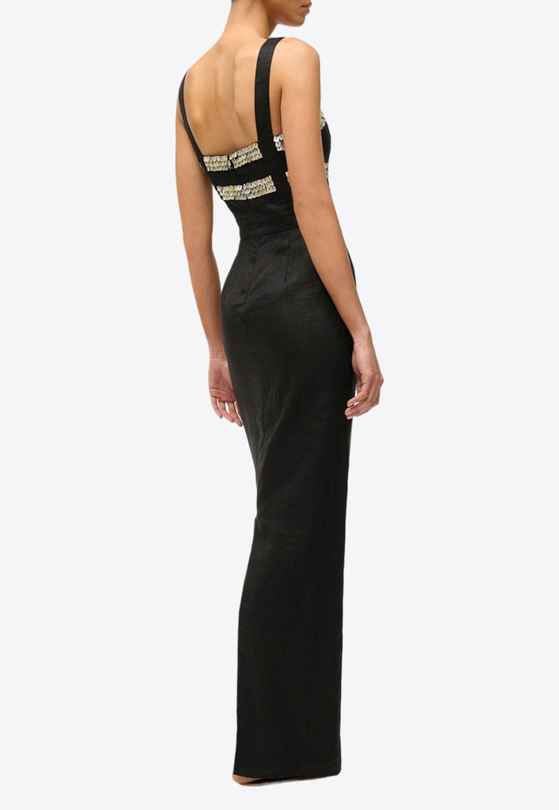 Staud Mickey Embellished Maxi Dress Black R24P2142LNBLACK