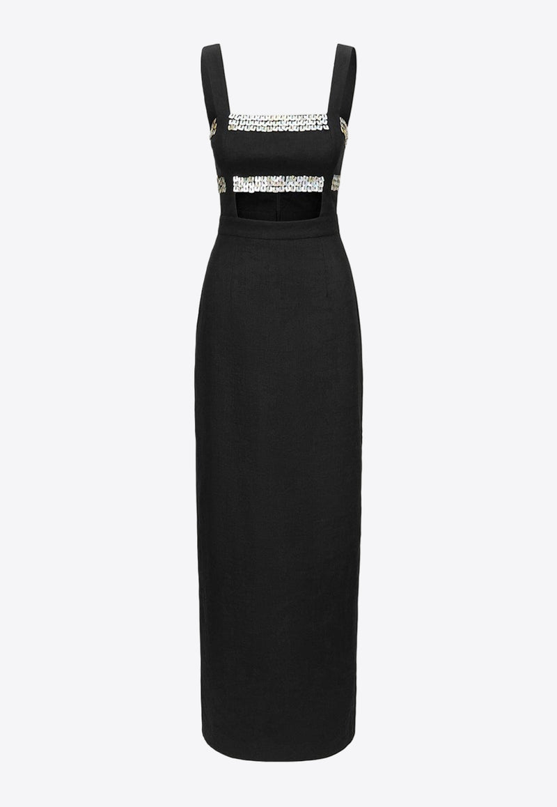 Staud Mickey Embellished Maxi Dress Black R24P2142LNBLACK