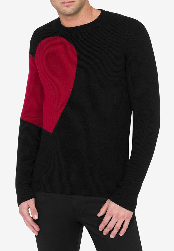 Moschino Heart Knit Wool Sweater RA091970004555 4555 Black