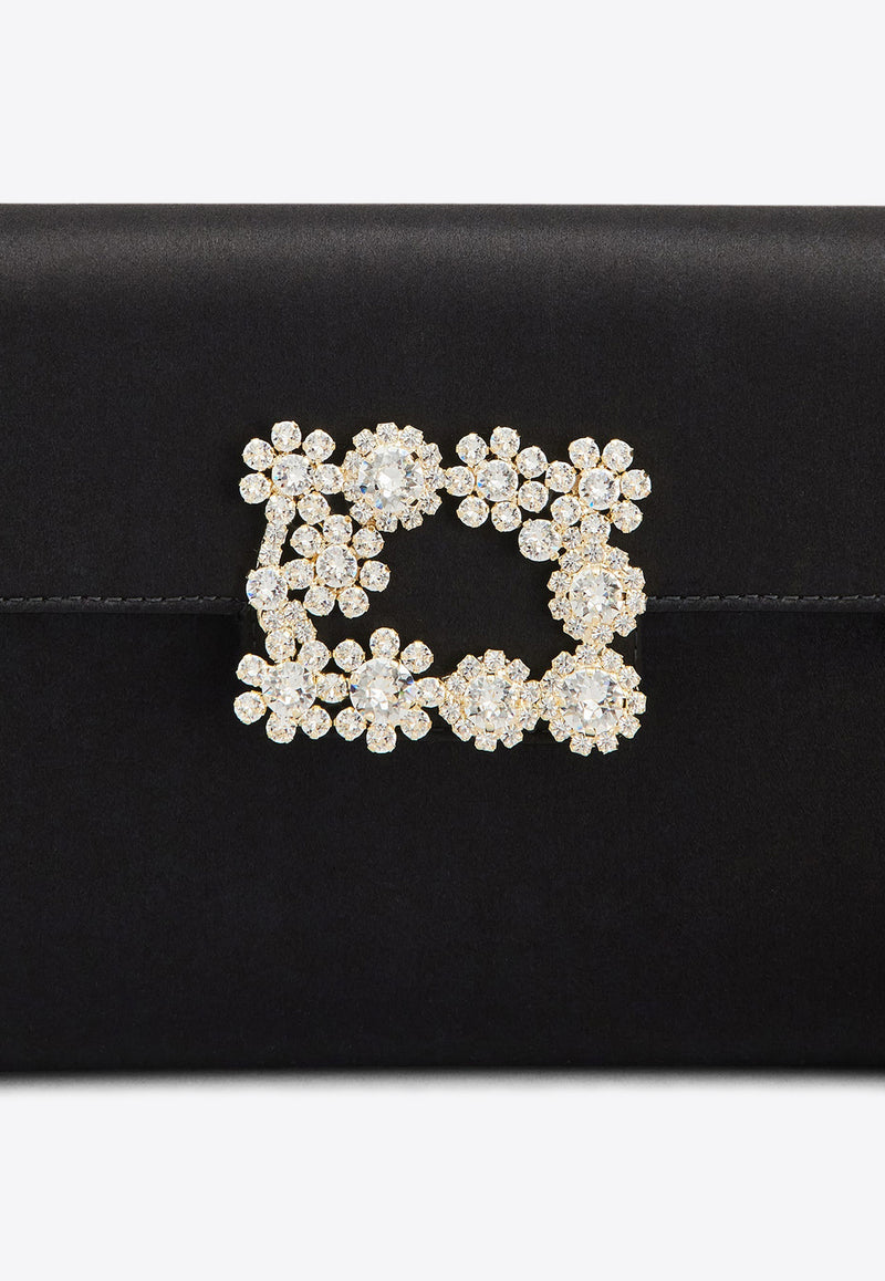 Roger Vivier Efflorescence Crystal Embellished Satin Clutch Black RBWAMFD0200RS0/Q_ROGVI-B999