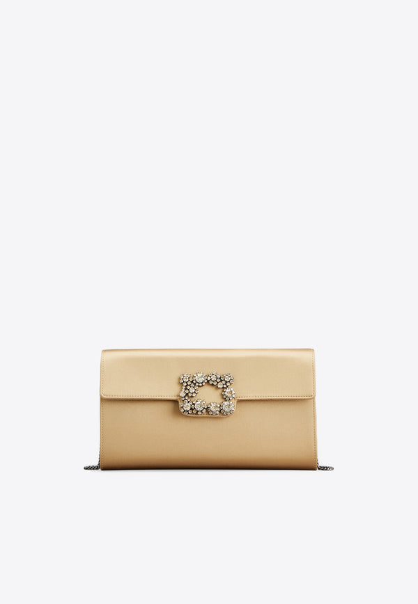 Roger Vivier Efflorescence Crystal Embellished Satin Clutch Beige RBWAMFD0207RS0/Q_ROGVI-C603