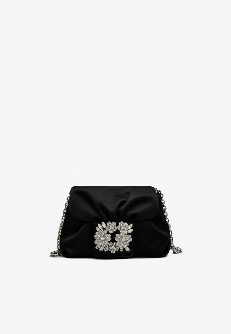 Roger Vivier Micro Efflorescence Satin Clutch Bag Black RBWANVC0001RS0B999 B999