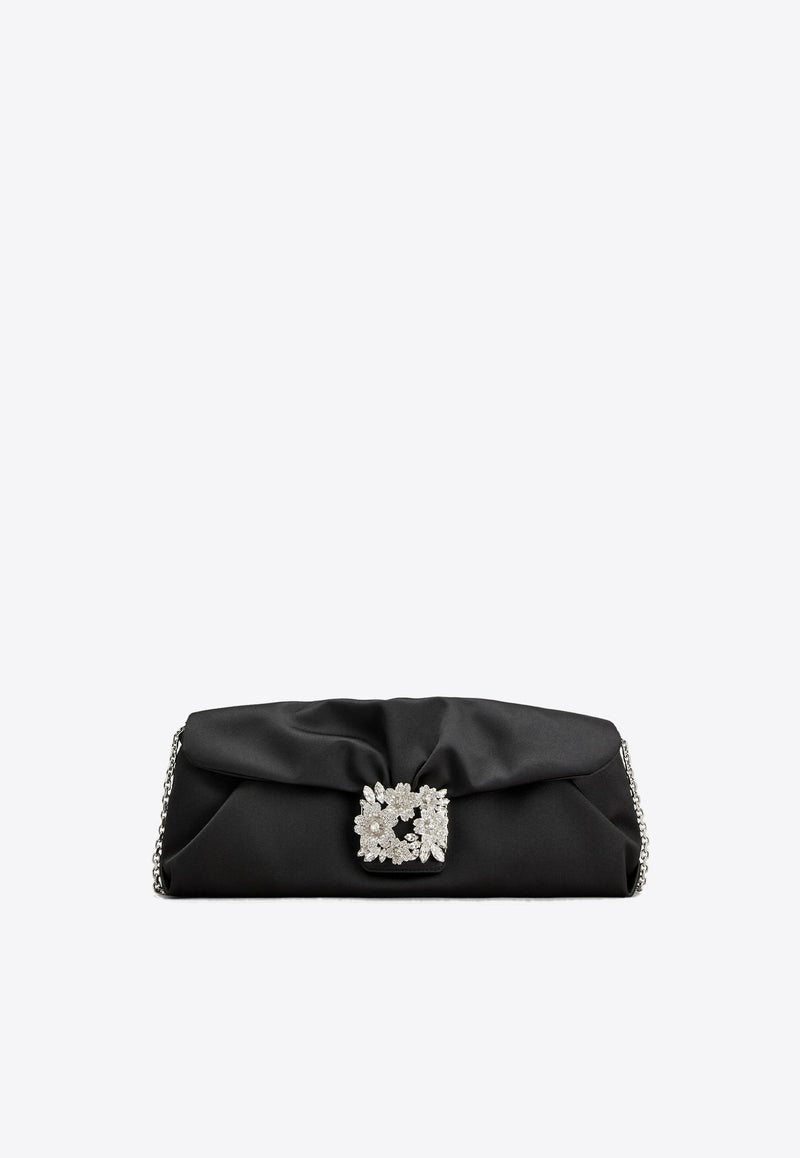 Roger Vivier Efflorescence Satin Clutch Bag Black RBWANVC0200RS0B999 B999