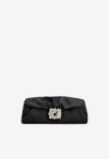 Roger Vivier Efflorescence Buckle Embellished Satin Clutch Black RBWANVC0200RS0/Q_ROGVI-B999