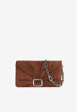 Roger Vivier Viv
 Choc Suede Shoulder Bag Brown