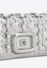 Roger Vivier Mini Viv
 Choc Disco Shoulder Bag in Leather RBWAOGW4100H0VB200 B200 Silver