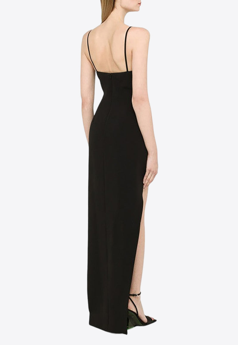 David Koma Sleeveless Maxi Dress with Slit RE23DK40DLACO/M_DAVID-BLK Black