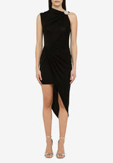 David Koma Draped Crystal-Embellished Midi Dress RE24DK13DACO/O_DAVID-BS Black