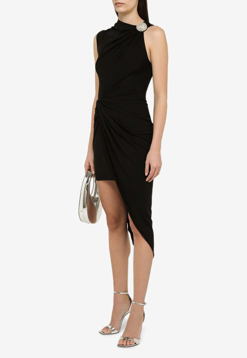 David Koma Draped Crystal-Embellished Midi Dress RE24DK13DACO/O_DAVID-BS Black