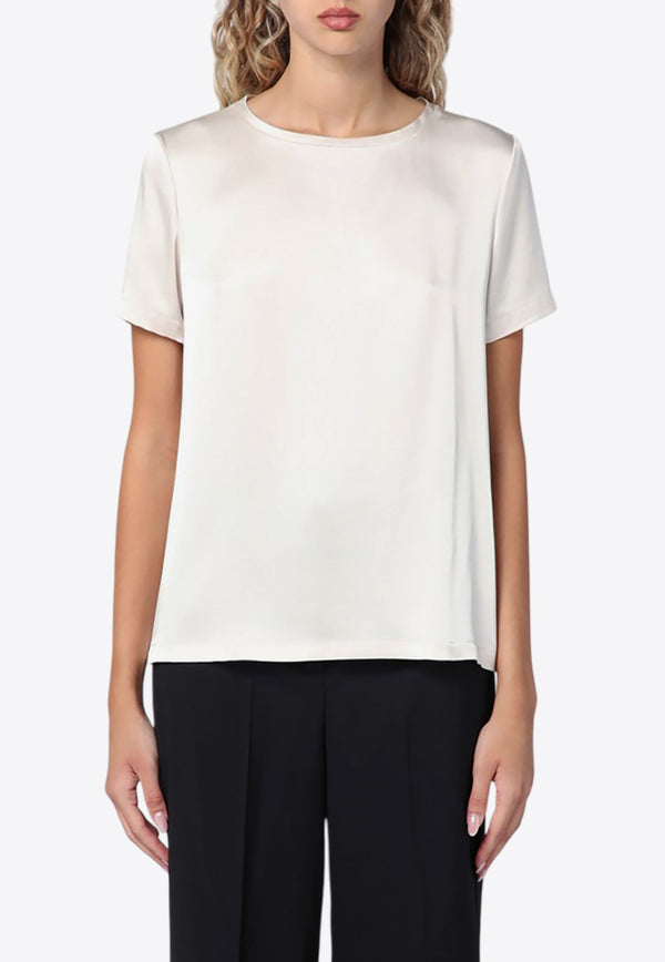 S Max Mara Rebecca Satin T-shirt Ivory REBECCACO/P_MAXS-001