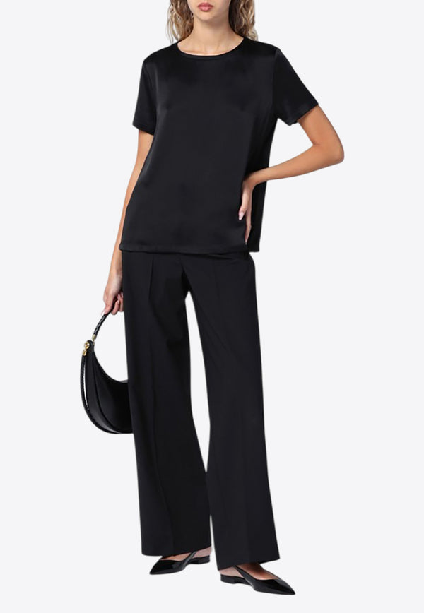 S Max Mara Rebecca Satin T-shirt Black REBECCACO/P_MAXS-008