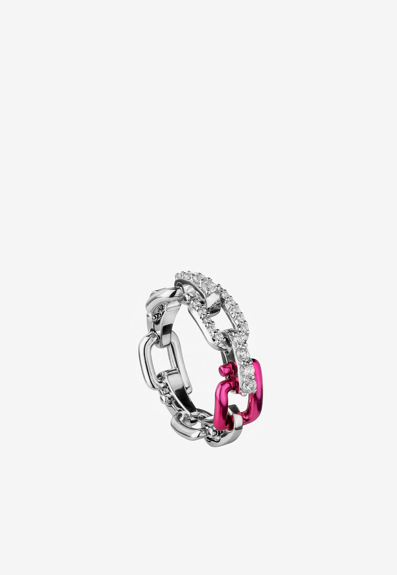 EÉRA Reine Chain Ring in 18-karat White Gold with Diamonds Silver RERIFP14U2