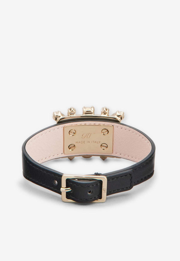 Roger Vivier Broche Vivier Buckle Bracelet in Leather REWCO690100XMA2505 2505 Black