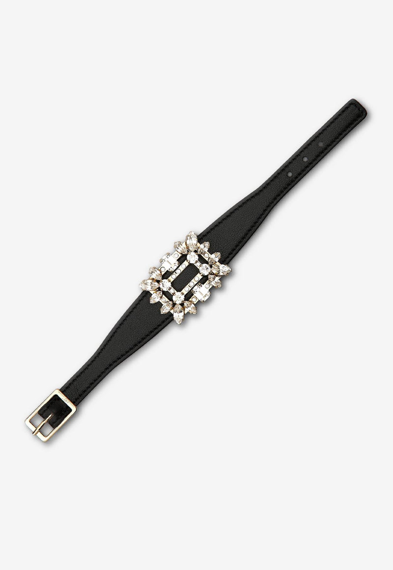 Roger Vivier Broche Vivier Buckle Bracelet in Leather REWCO690100XMA2505 2505 Black