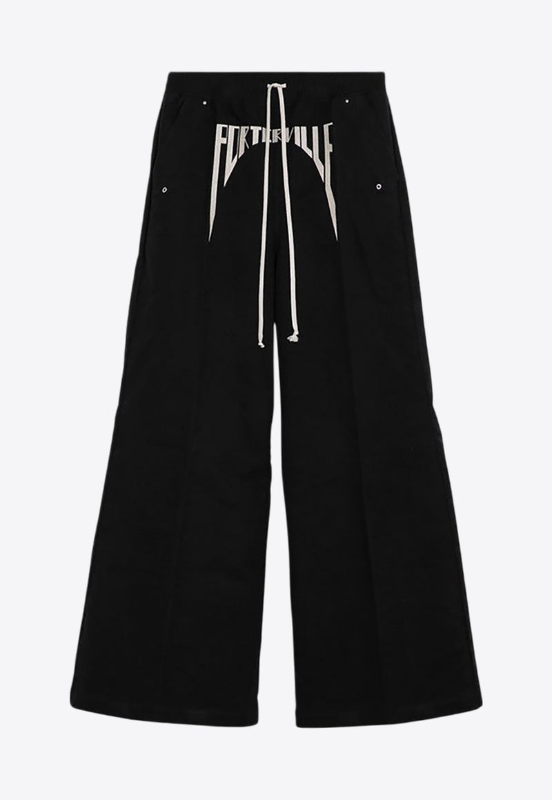 Rick Owens Porterville Logo Print Wide Pants Black RR02D6309TBEM7/P_RICKO-0908