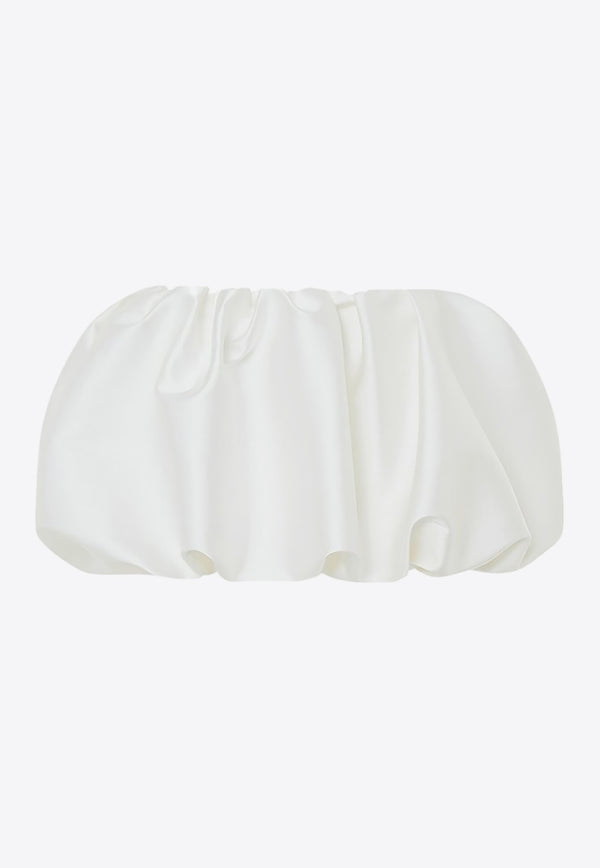 Rasario Voluminous Gathered Satin Mini Skirt White RS24F067SN002WHITE