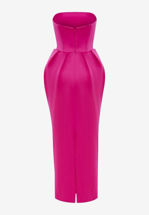 Rasario Strapless Satin Midi Dress RS24S060M090PINK