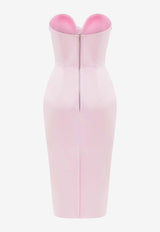 Rasario Strapless Satin Corset Midi Dress RS24S089D290PINK