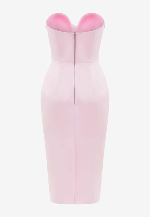 Rasario Strapless Satin Corset Midi Dress RS24S089D290PINK