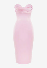 Rasario Strapless Satin Corset Midi Dress RS24S089D290PINK