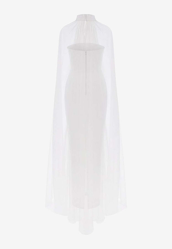 Rasario Crepe Corset Gown with Silk Chiffon Cape RS24S093G020WHITE