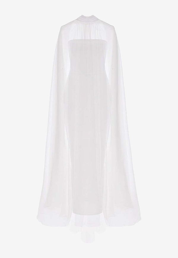 Rasario Crepe Corset Gown with Silk Chiffon Cape RS24S093G020WHITE