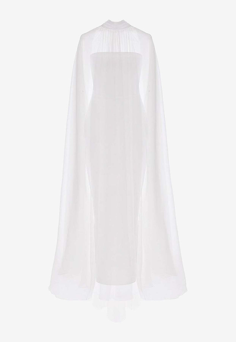 Rasario Crepe Corset Gown with Silk Chiffon Cape RS24S093G020WHITE