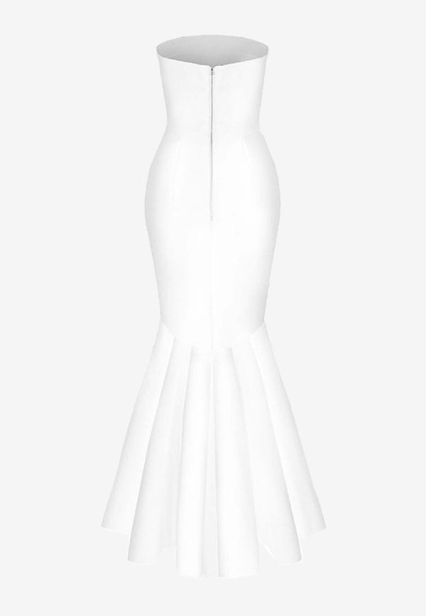 Rasario Strapless Maxi Dress in Satin RS24S099X020WHITE