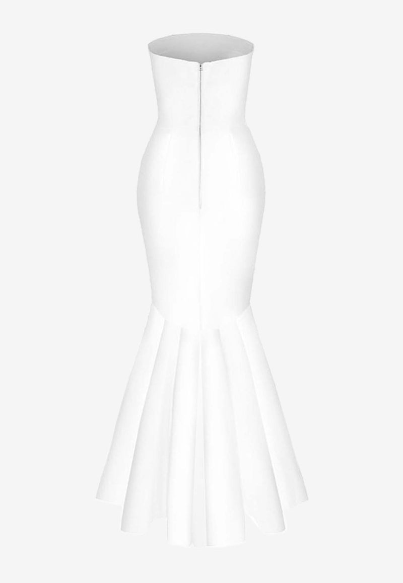 Rasario Strapless Maxi Dress in Satin RS24S099X020WHITE