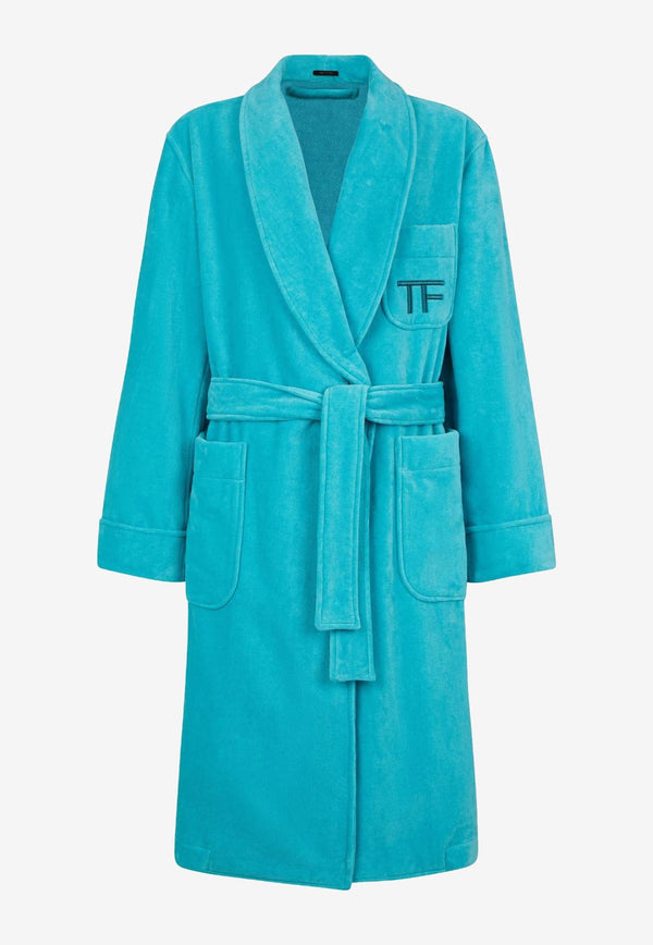 Tom Ford Logo Long-Sleeved Robe RSL001-FMC031S23 HB495 Blue