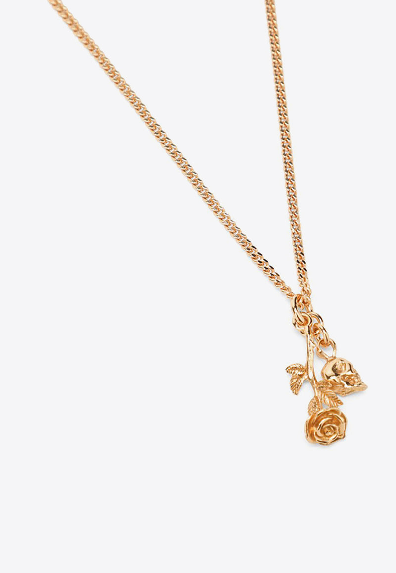 Emanuele Bicocchi Rose and Skull Necklace RSPT5GMET/N_EMANU-GR Gold