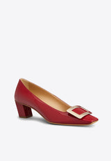 Roger Vivier Belle Vivier 45 Metal Buckle Pumps in Patent Leather RVW00600920D1PR406 R406 Red