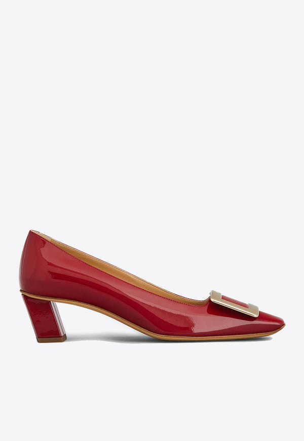 Roger Vivier Belle Vivier 45 Metal Buckle Pumps in Patent Leather RVW00600920D1PR406 R406 Red