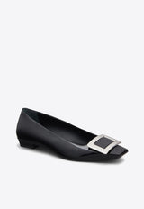 Roger Vivier Belle Vivier Metal Buckle Ballerinas in Patent Leather RVW00700920D1PB999 B999 Black