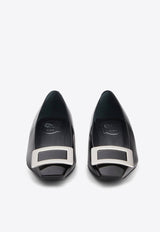 Roger Vivier Belle Vivier Metal Buckle Ballerinas in Patent Leather RVW00700920D1PB999 B999 Black