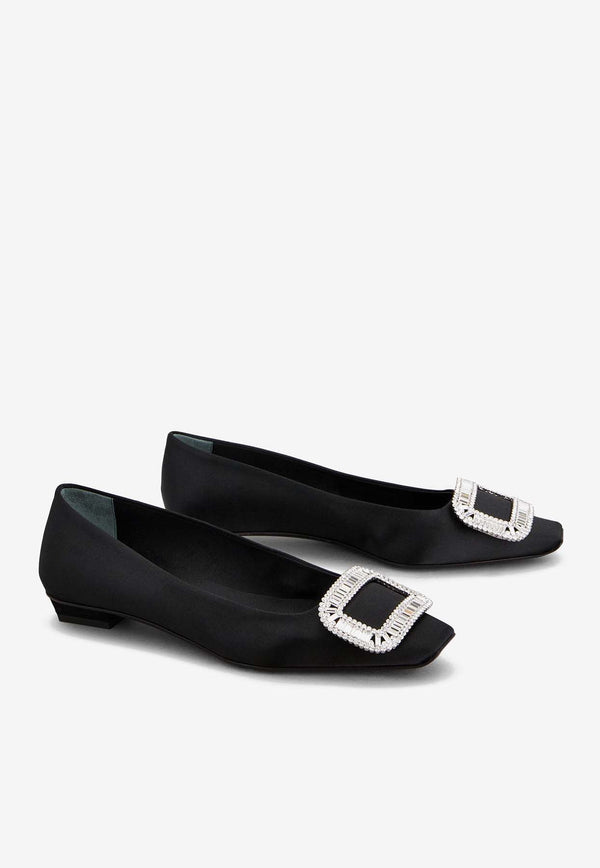 Roger Vivier Belle Vivier Satin Ballet Flats Black RVW00702220RS0B999 B999