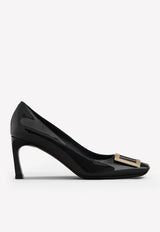 Roger Vivier Trompette 70 Metal Buckle Pumps in Patent Leather RVW40015280D1PB999 B999 Black