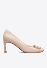 Roger Vivier Trompette 70 Metal Buckle Pumps in Patent Leather RVW40015280D1PC211 C211 Pink