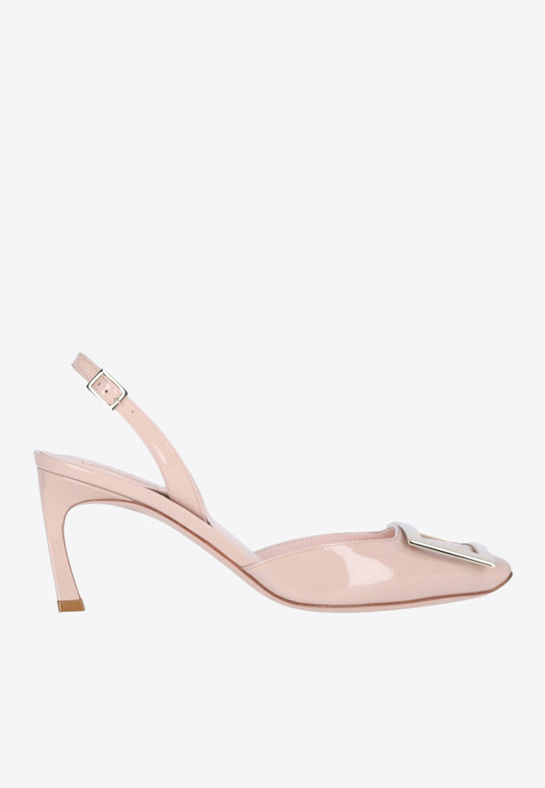 Roger Vivier Trompette 70 Patent Leather Slingback Pumps Beige RVW40037740D1P/Q_ROGVI-C211