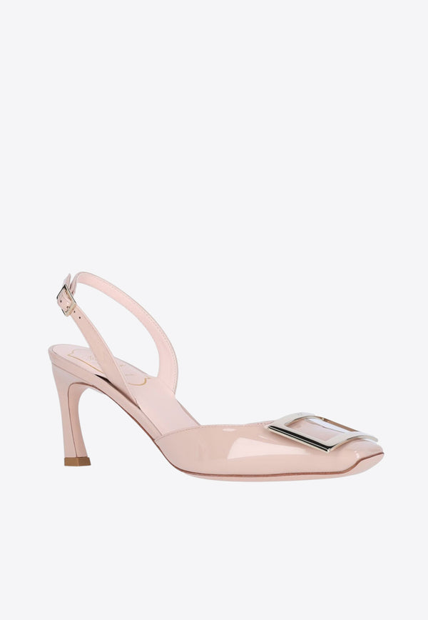 Roger Vivier Trompette 70 Patent Leather Slingback Pumps Beige RVW40037740D1P/Q_ROGVI-C211