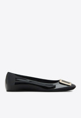 Roger Vivier Trompette Metal Buckle Ballerinas in Patent Leather RVW40415280D1PB999 B999 Black