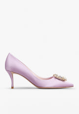 Roger Vivier 65 Flower Strass Buckle Pumps in Satin RVW41417620RS0L223 L223 Violet