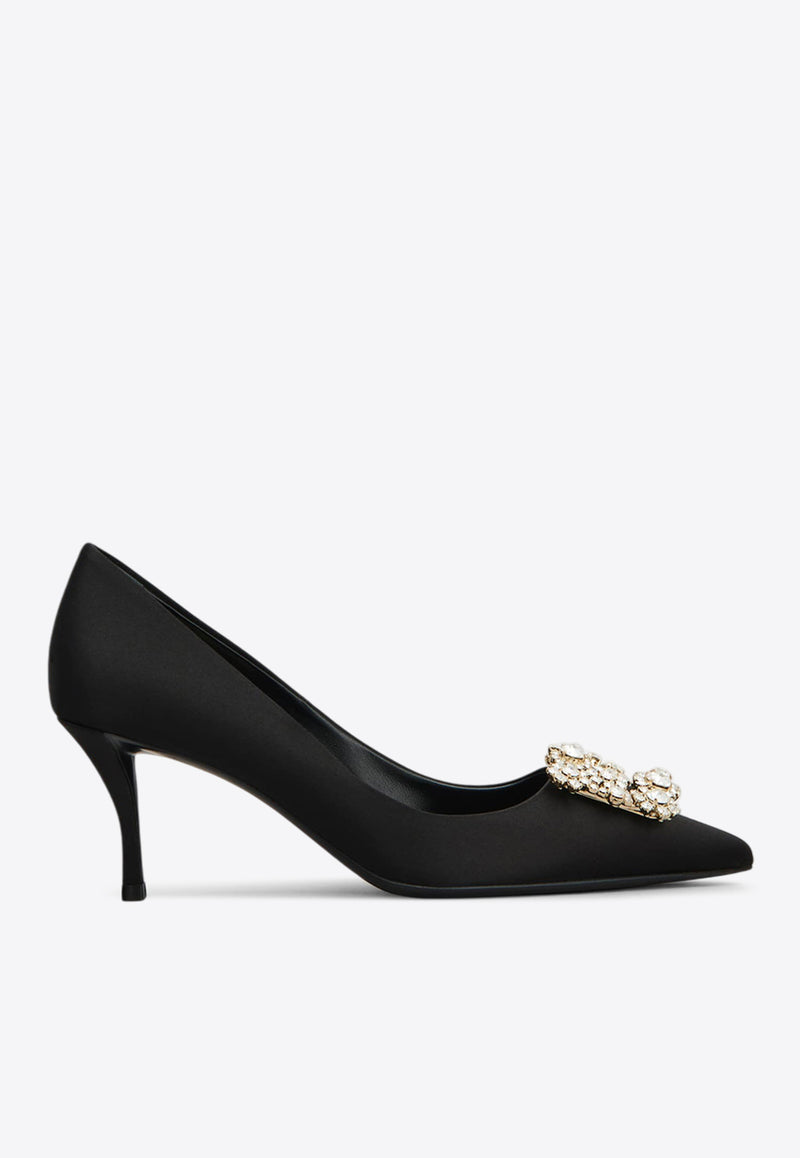 Roger Vivier Efflorescence 65 Crystal Embellished Satin Pumps Black RVW41417620RS0/Q_ROGVI-B999