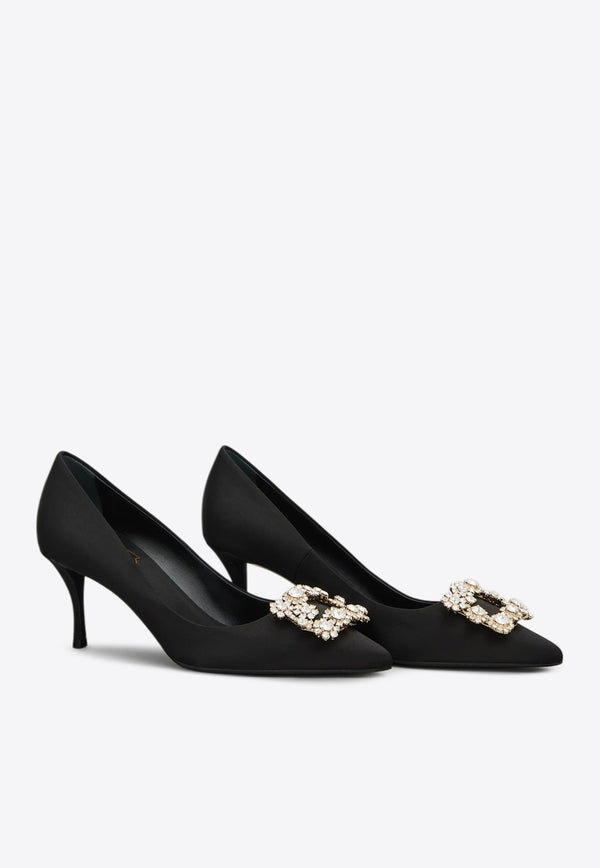 Roger Vivier Efflorescence 65 Crystal Embellished Satin Pumps Black RVW41417620RS0/Q_ROGVI-B999