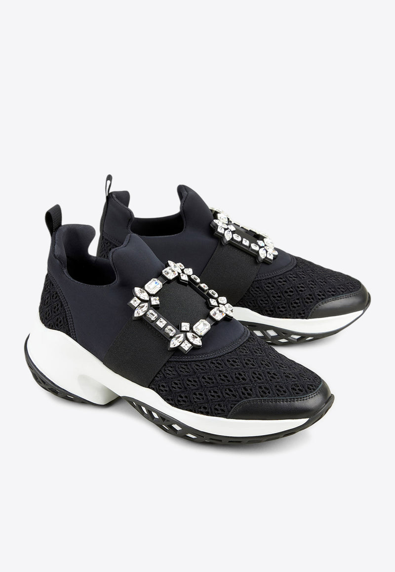 Roger Vivier Viv
 Run Buckle Embellished Sneakers Black RVW50624180KOT/Q_ROGVI-B999