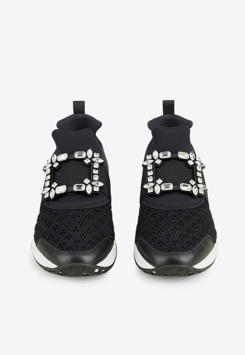 Roger Vivier Viv
 Run Buckle Embellished Sneakers Black RVW50624180KOT/Q_ROGVI-B999