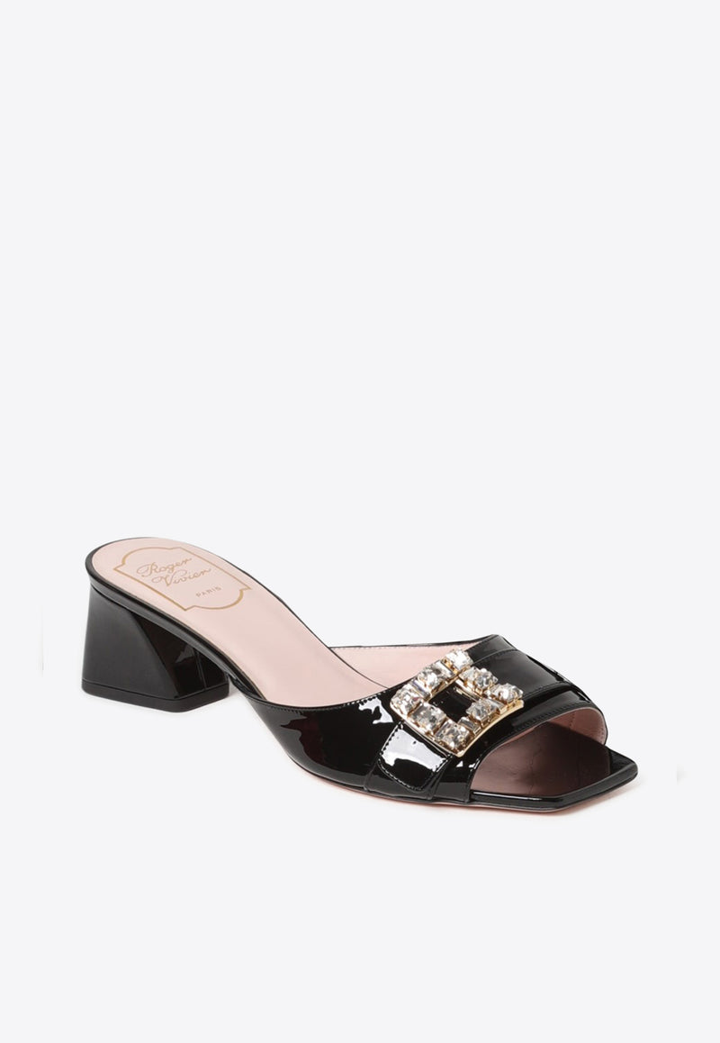 Roger Vivier 45 Crystal-Embellished Buckle Mules RVW53637960PBQB999 B999 Black