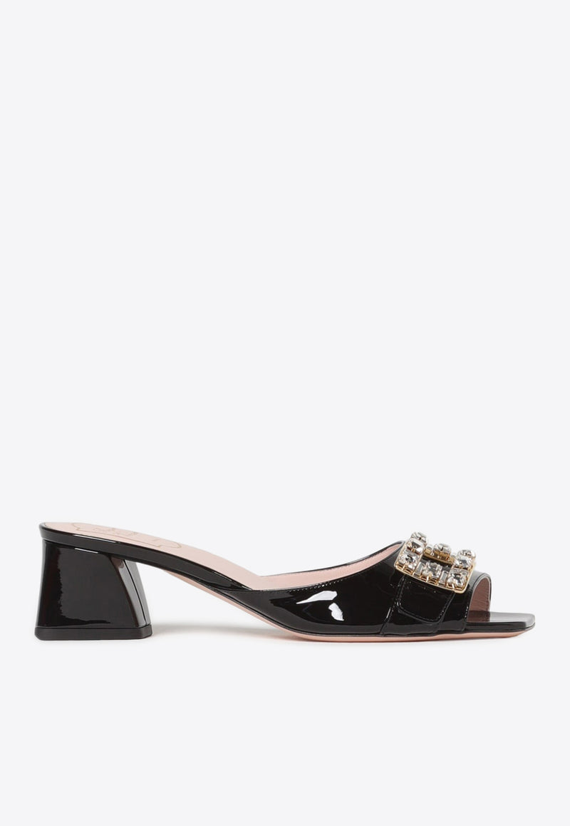 Roger Vivier 45 Crystal-Embellished Buckle Mules RVW53637960PBQB999 B999 Black